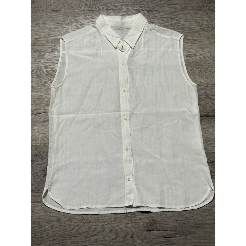Elsa Esturgie White Sleeveless Button Front Blouse EUC Capsule